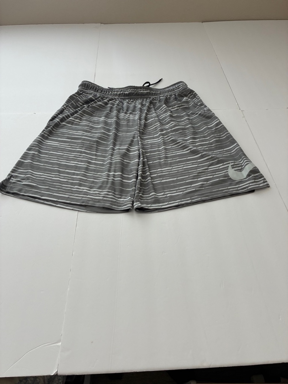 Nike Swoosh Logo Dri Fit Gray& White Shorts